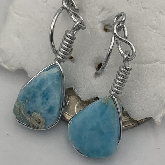 Larimar Hand made Larimar earrings DR - Picture 3 of 6
